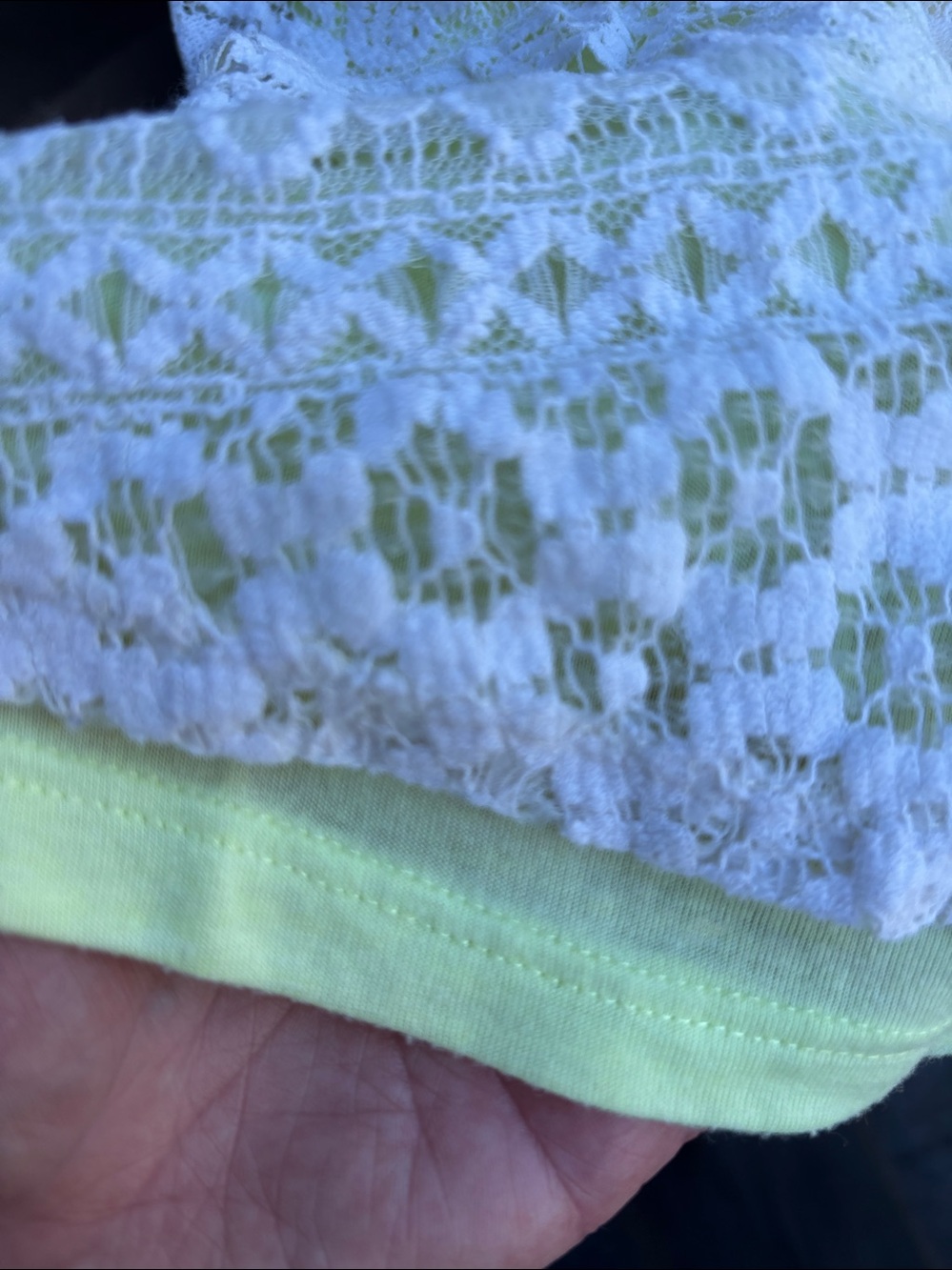 Rewind Cream Lace One-Piece with Neon Yellow Straps, XLG, - Picture 5 of 9